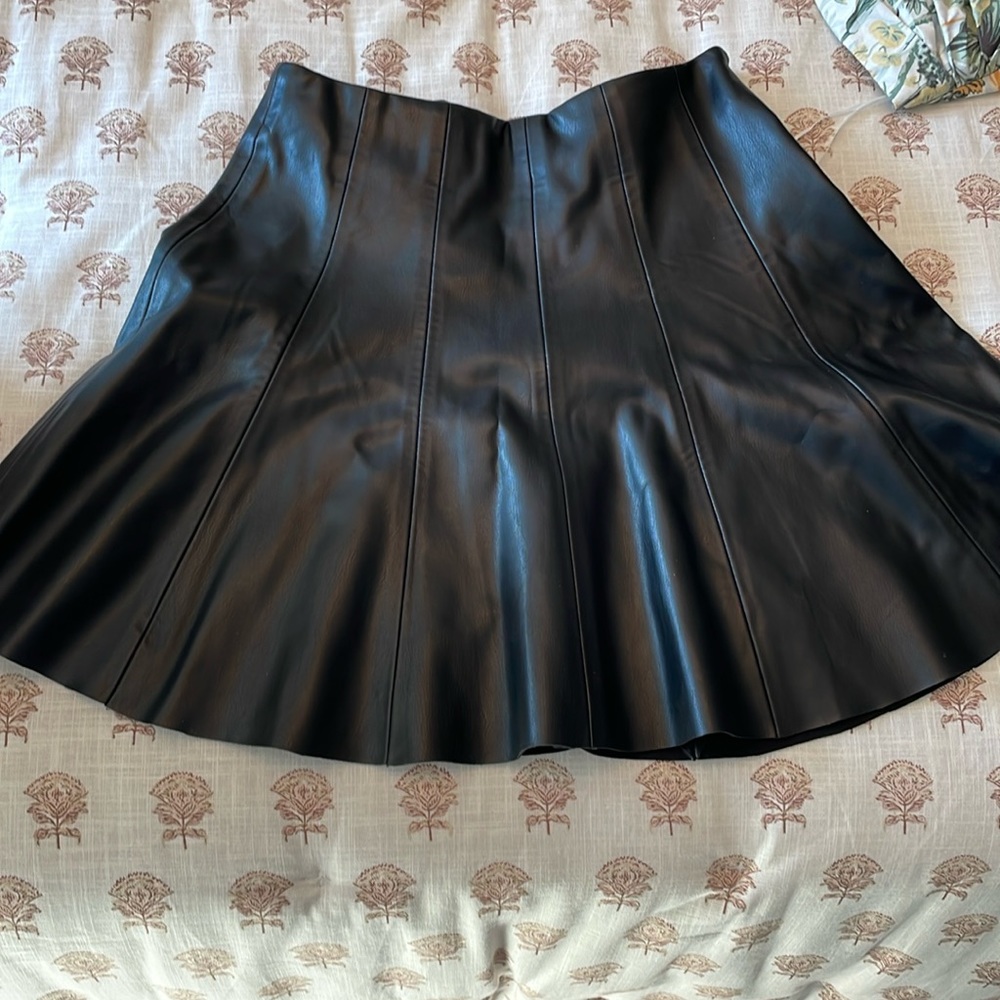Zara Black Vegan Leather Skirt